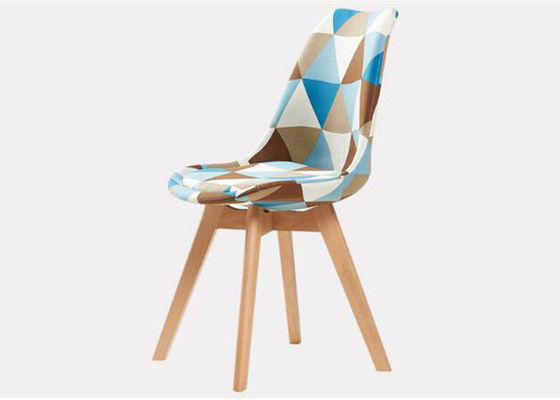 Minimalist Patchwork Linen Upholstered Dining Chairs , Colorful Dining Room Chairs